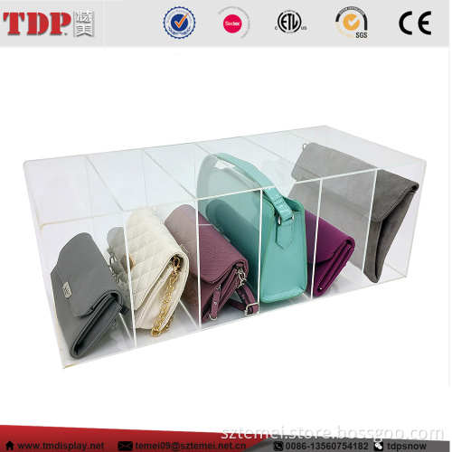 new deluxe large 6 slot storage box acrylic purse/clutch/handbag organizer